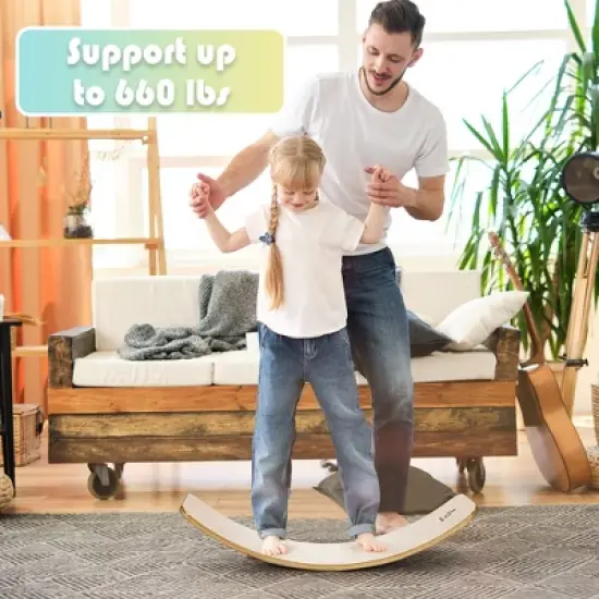 Costway Wooden Wobble Balance Board Kids Adult 35''  Rocker Board Toy Support 660LBS image {2}