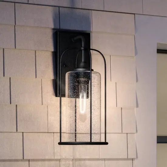 Urban Ambiance Luxury Farmhouse Outdoor Wall Sconce 19.375''H x 8.5''W,  Midnight Black Finish,  Henderson Collection, UHP1302 image {6}