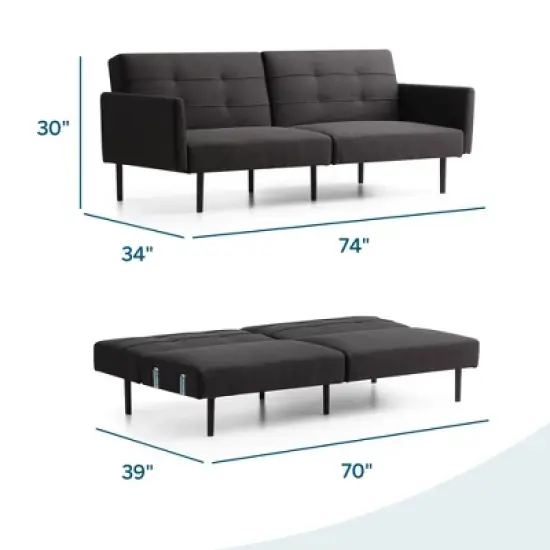 Comfort Collection Futon Sofa Bed with Buttonless Tufting - Lucid image {8}
