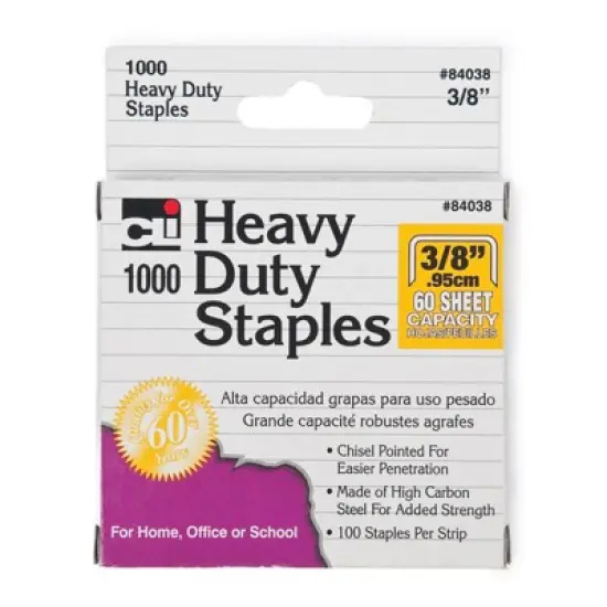 Charles Leonard Heavy Duty Staples, 3/8", 1000 Per Pack, 6 Packs image {1}