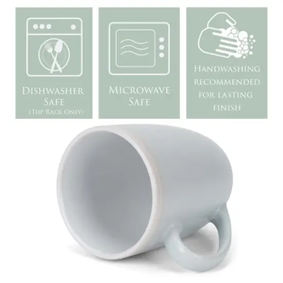 Elanze Designs Solid Color Pale Blue White Interior 16 ounce Matte Ceramic Mugs Matching Set of 4 image {2}