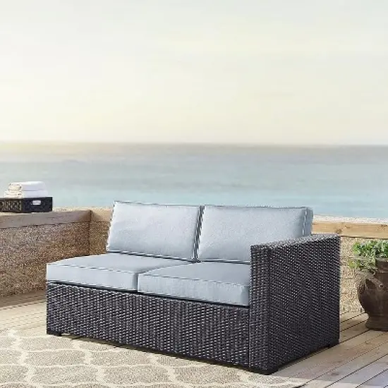 HomeStock Biscayne Outdoor  Wicker Sectional Loveseat image {7}