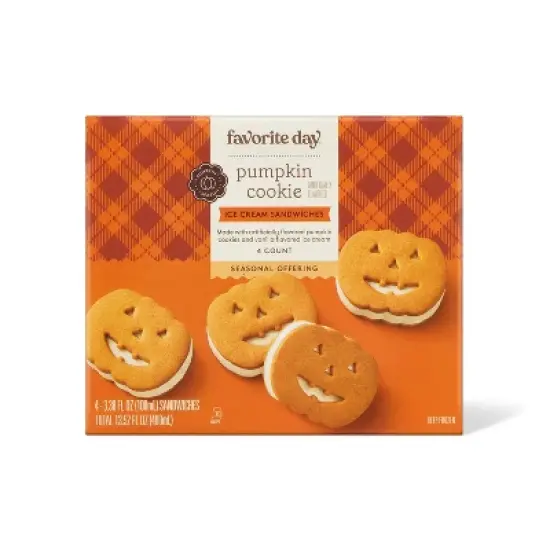 Pumpkin Jack o' Lantern Ice Cream Sandwiches - 13.52oz/4ct - Favorite Day&trade; image {4}