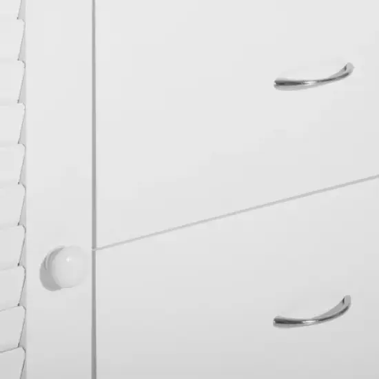 HOMCOM 47" Modern Storage Cabinet Buffet Sideboard with Drawers and Louvered Doors- White image {4}