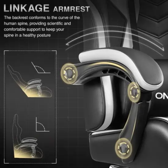 KERDOM Gaming Chair, Computer Chair with footrest and Lumbar Support,Black-White image {4}