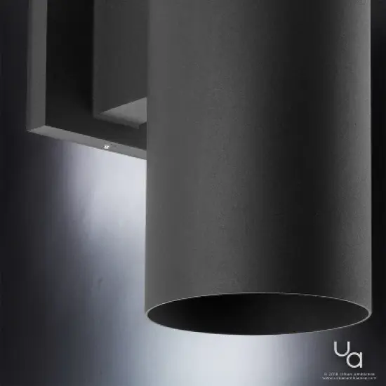 Urban Ambiance Luxury Contemporary Outdoor Wall Light,  14"H x 5"W,  Midnight Black Finish, UHP1062 image {4}