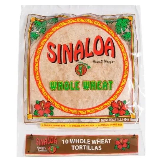 Sinaloa Whole Wheat Hawaii Wraps Tortillas - 16oz/10ct image {1}