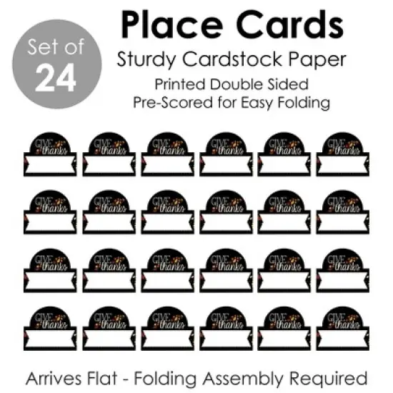 Big Dot of Happiness Give Thanks - Thanksgiving Party Tent Buffet Card - Table Setting Name Place Cards - Set of 24 image {4}