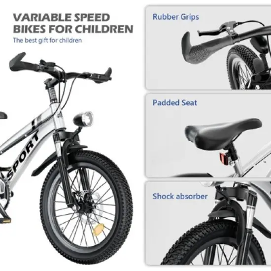 Aukfa 24-Inch Kids Mountain Bike-7-Speed Gears, Dual Disc Brakes, Front Suspension, For Boys & Girls 7-12 image {3}