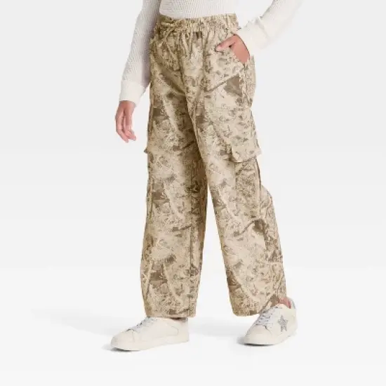 Girls' Nylon Wide Leg Cargo Pants - art class&trade; Tan image {3}