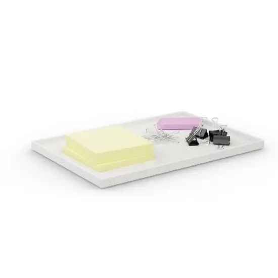 TRU RED Slim Stackable Plastic Tray White TR55265 image {3}