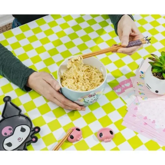 Silver Buffalo Sanrio Kuromi 2-Pair Bamboo Chopstick Set With Ceramic Rests image {8}