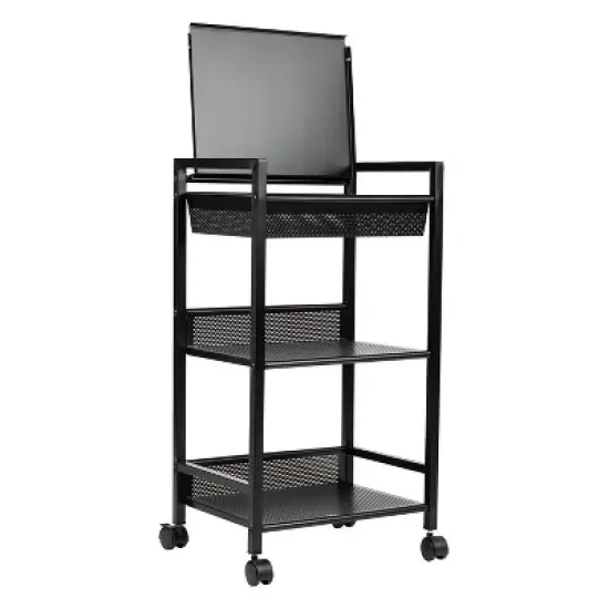 Mind Reader 3-Tier Cart with Covered Compartment Storage Metal image {5}