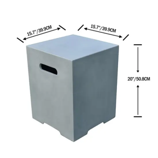 Elementi 20" Propane Tank Cover Concrete Hideaway Table for 20 lb Tank &ndash; Light Grey image {2}