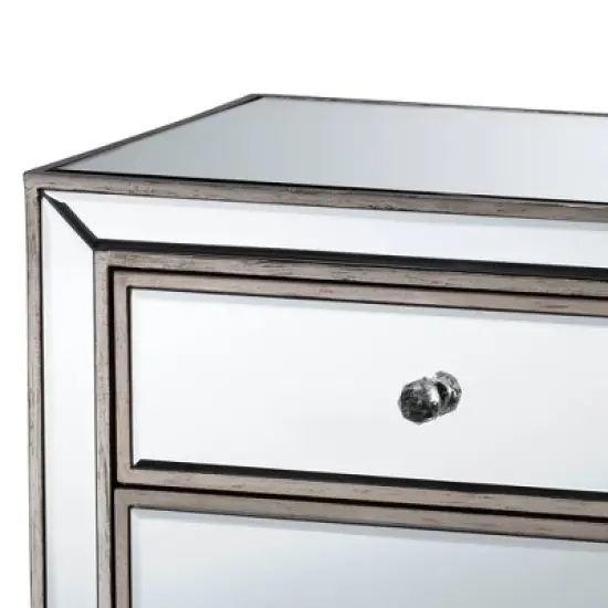 Fadri 2 Drawers Mirrored Nightstand - Baxton Studio image {4}