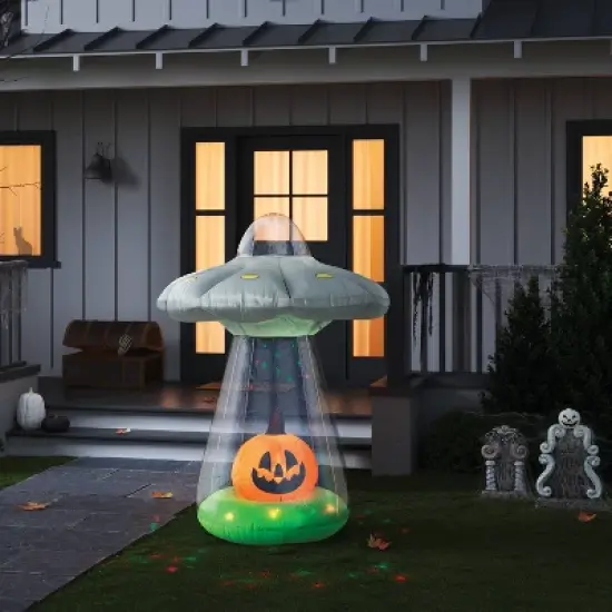 6' Alien Ship and Jack Airblown Inflatable Halloween Decoration Gray - Hyde and EEK! Boutique&trade; image {1}