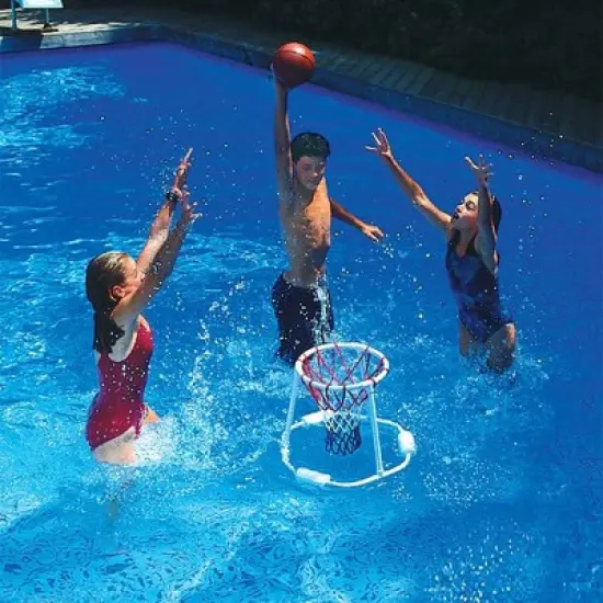 Swimline Super Hoops Inflatable Floating Swimming Pool or Lake Toy Basketball and Volleyball Water Game Sets with Sport Balls image {4}