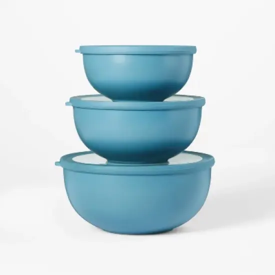 Set of 3 Plastic Mixing Bowl Set with Lids - Figmint&trade; image {3}