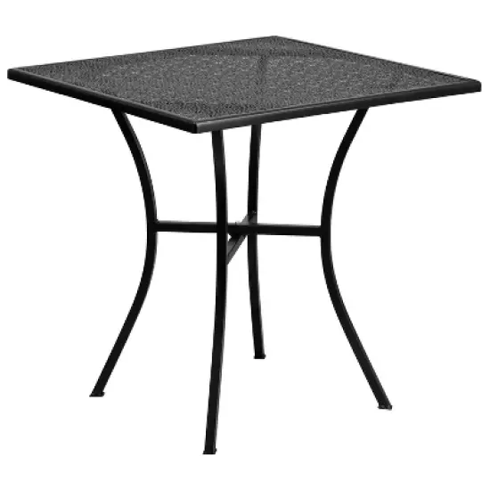 Emma and Oliver Commercial Grade 28" Square Colorful Metal Garden Patio Table image {7}