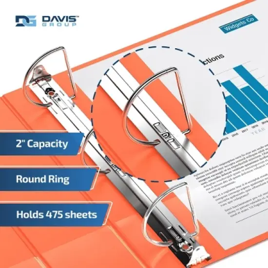 Premium Economy 2" Angle D Ring Binder 6pk Orange: Hard Cover, 475 Sheet Capacity, Polypropylene, 2 Pockets image {2}