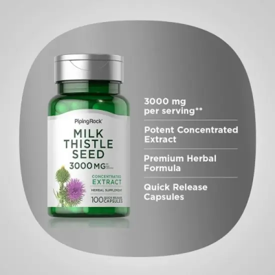 Piping Rock Milk Thistle Capsules 3000 mg | 100 Count image {3}