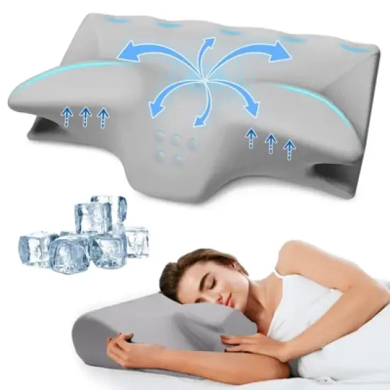 Hyleory Memory Foam Pillow with Arm Rest for Side Sleepers, Ergonomic Support for Neck and Shoulder Relief, Cooling Cover image {3}