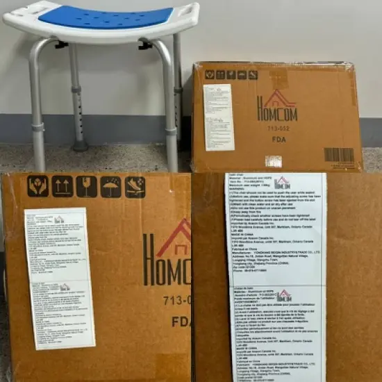 Homcom 6-Level Adjustable Curved Bath Stool Spa Shower Chair Non-Slip Design for the Elderly, Injured, & Pregnant Women image {4}