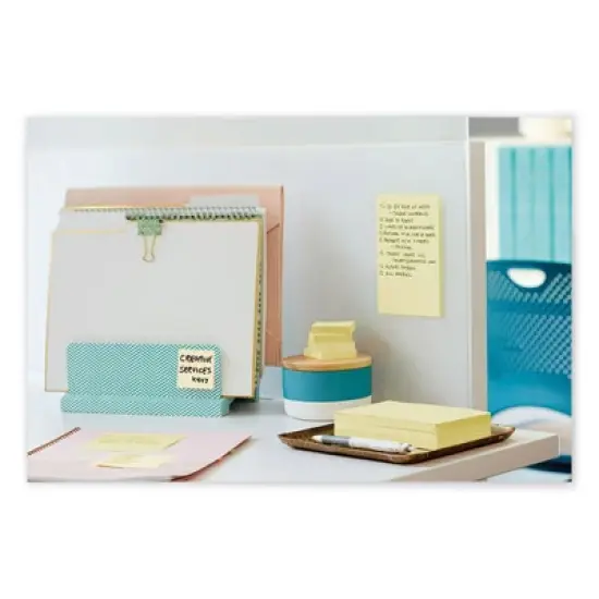 Post-it Notes Super Sticky 100% Recycled Paper Super Sticky Notes, Ruled, 4" x 6", Canary Yellow, 45 Sheets/Pad, 4 Pads/Pack image {3}