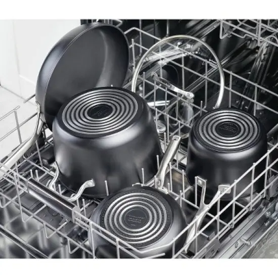 KitchenAid Hard-Anodized Induction 11pc Nonstick Cookware Set: Matte Black, Dishwasher & Oven Safe, Tempered Glass Lids image {8}