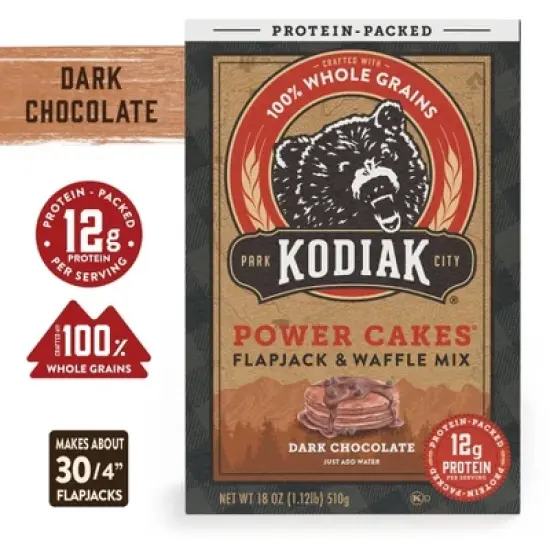 Kodiak Protein-Packed Flapjack & Waffle Mix Dark Chocolate - 18oz image {1}