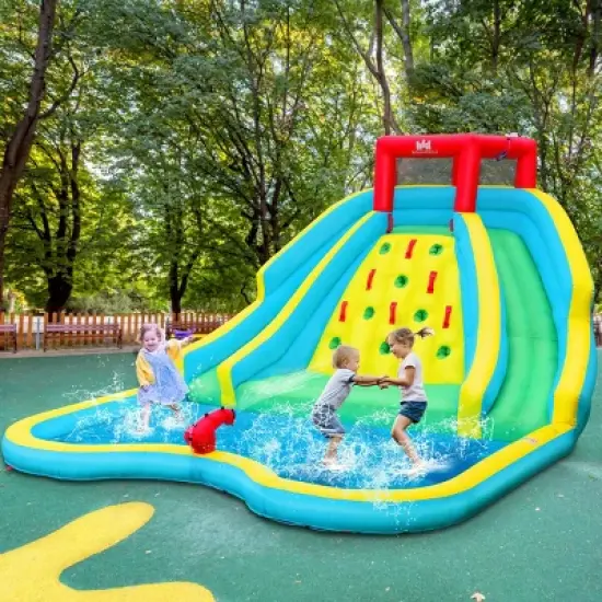 Costway Inflatable Mighty Water Park Bouncy Splash Pool Climbing Wall w/ 735W Blower image {3}