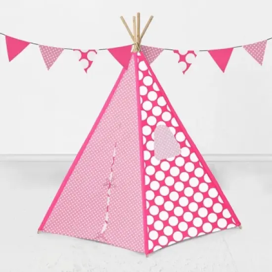 Bacati - Mix n Match Pink Large/Pin Dots Play Tent for Kids/Toddlers, 100% Cotton Percale Fabric Cover  image {2}