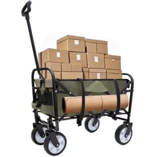 FURNIinspire Outdoor Serving Carts Foldable Wagon Cart Beach Wagon Utility Wagon Grocery Cart 3pcs plastic Liner Cover, Green, 25.98"*17.32"*37.4" image {4}