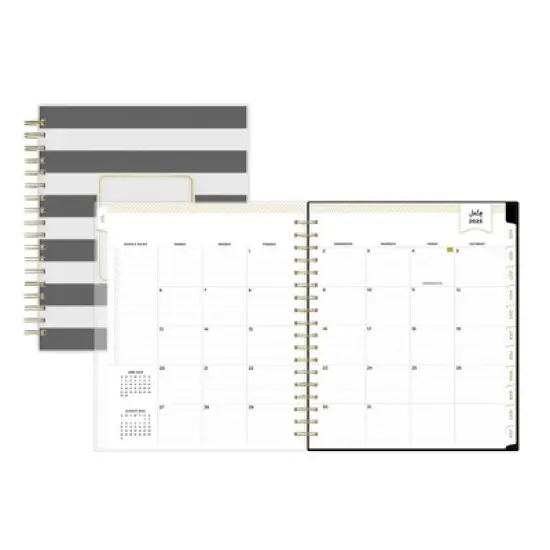Day Designer 8"x10" 2025-2026 Daily/Monthly Wirebound Planner Frosted Rugby Stripe image {3}