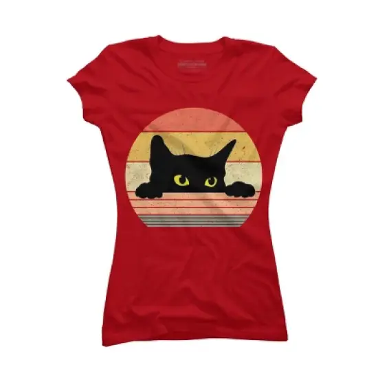 Junior's Design By Humans Cat Tee Retro Style By MeowShop T-Shirt image {8}