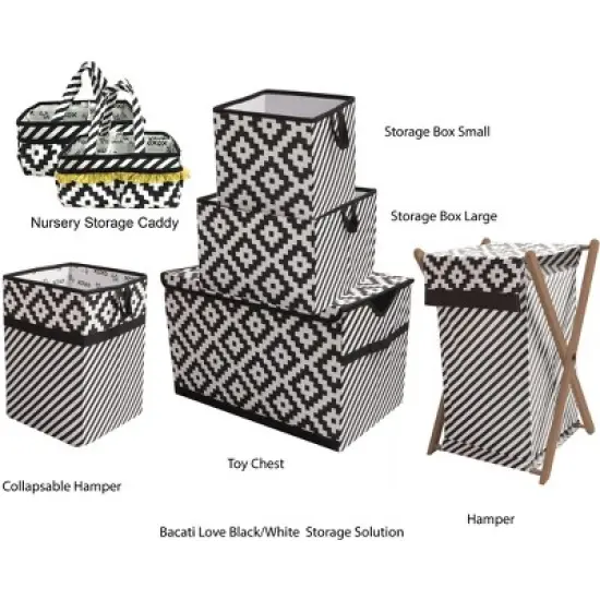 Bacati - Love Black/White Collapsible Laundry Hamper image {4}