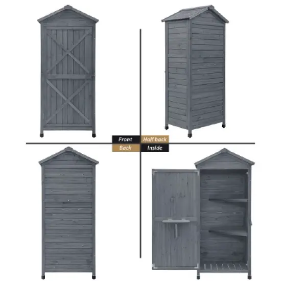 Outdoor Wooden Storage Sheds Fir Wood Lockers with Workstation-ModernLuxe image {4}