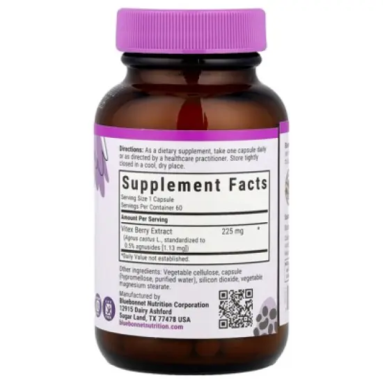 Bluebonnet Nutrition Vitex Berry Extract, 60 Vegetable Capsules (225 mg per Capsule) image {1}