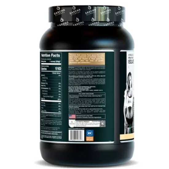 Sascha Fitness Hydrolyzed Whey Protein Isolate &ndash;100% Grass Fed - Caramel &ndash; 2.1 lbs image {3}