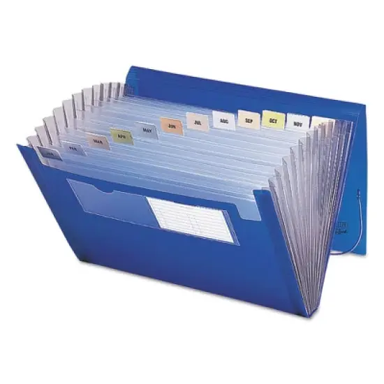 Smead Expanding File With Color Tab Inserts, 9" Expansion, 12 Sections, Elastic Cord Closure, 1/12-Cut Tabs, Letter Size, Blue image {2}