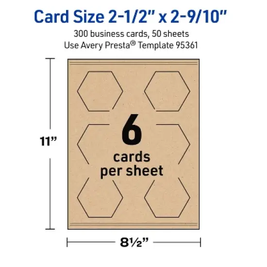 Avery Hexagon Business Cards, 2-1/2" x 2-9/10", Kraft Brown, 300 Total image {4}