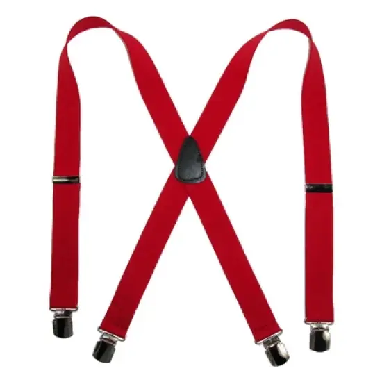 CTM Men's Elastic with Anti Slip Pin Clip 1 1/2 Inch Solid Suspenders image {6}