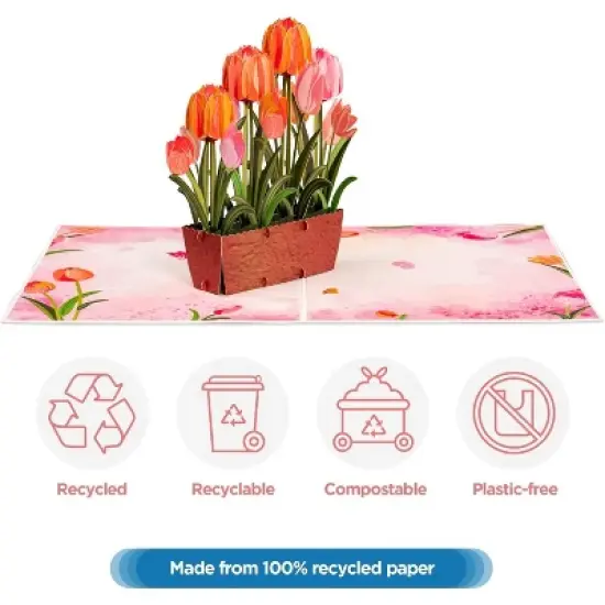 Frndly by Paper Love 3D Tulip Plant Pop Up Card, For All Occasion - Handcrafted 100% Recycled and Eco-Friendly, 8" x 6" Cover image {4}