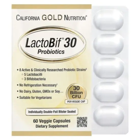 California Gold Nutrition LactoBif&reg; 30 Probiotics, 30 Billion CFU, 60 Veggie Capsules image {3}