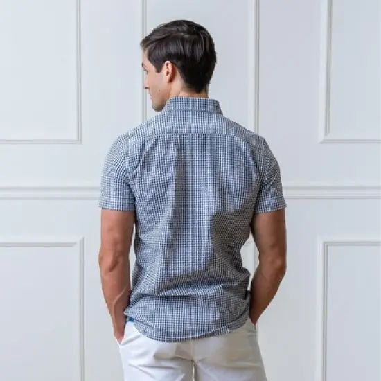 Hope & Henry Mens' Seersucker Short Sleeve Button Down Shirt image {2}