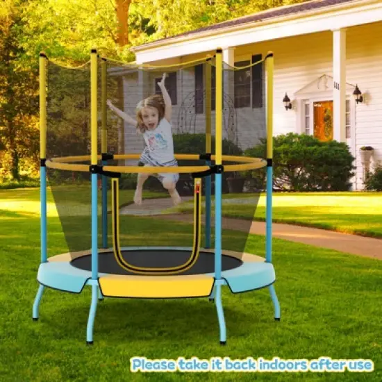 Infans 48"Toddler Trampoline for Kids with Safety Enclosure Net Heavy-duty Frame Yellow image {3}