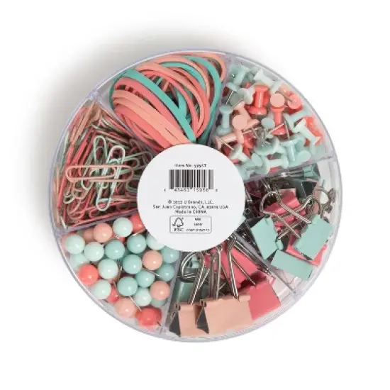 U Brands 470pc Round Office Accessory Set Coral image {1}