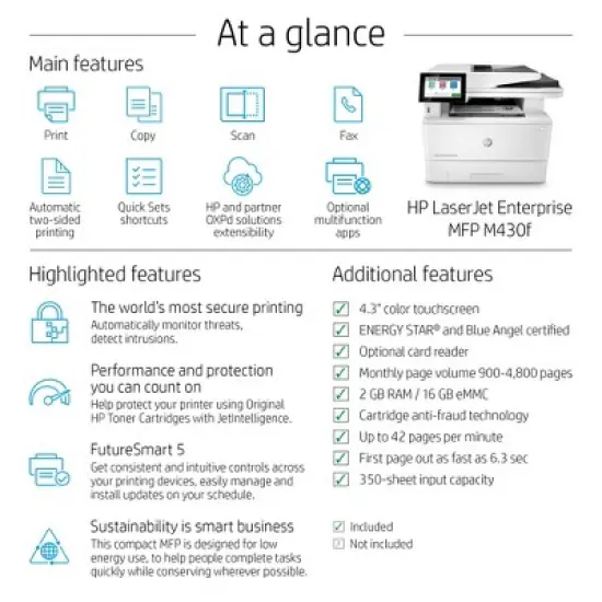 HP LaserJet Enterprise MFP M430f Laser Printer, Black And White Mobile Print, image {7}