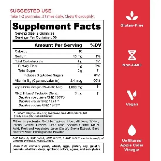Goli Nutrition Apple Cider Vinegar Sugar Free Dietary Supplement Vegan Gummies - 60ct image {1}
