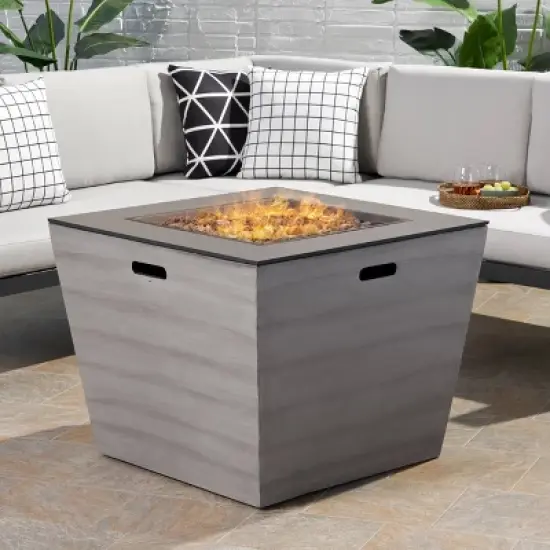 Langton Square 30" Light Weight Concrete Gas Fire Pit - Dark Gray image {1}